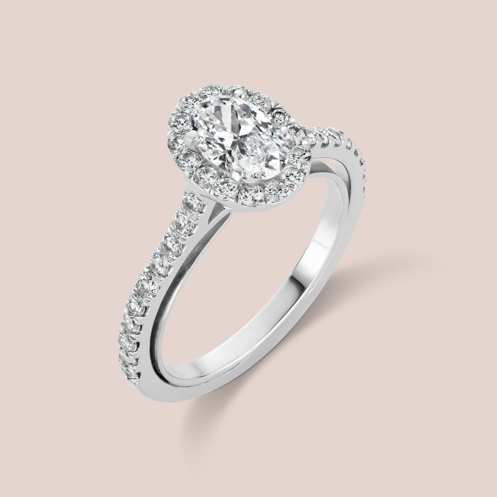 Custom Vintage Inspired Halo Diamond Engagement Ring