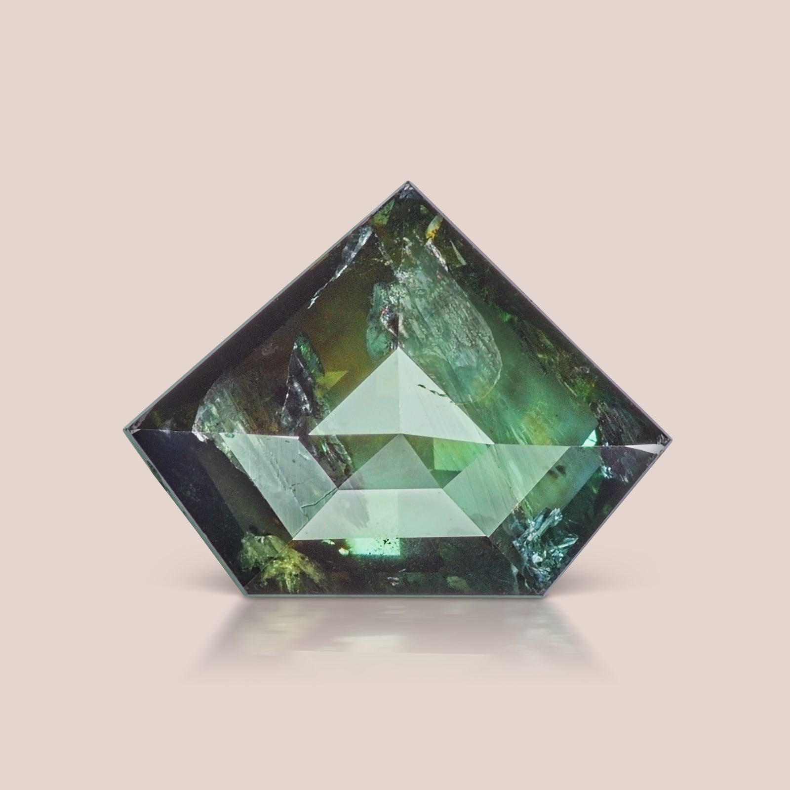 Blue-Green Shield Rosecut Diamond