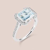 "Erte" - Emerald Cut Topaz Engagement Ring