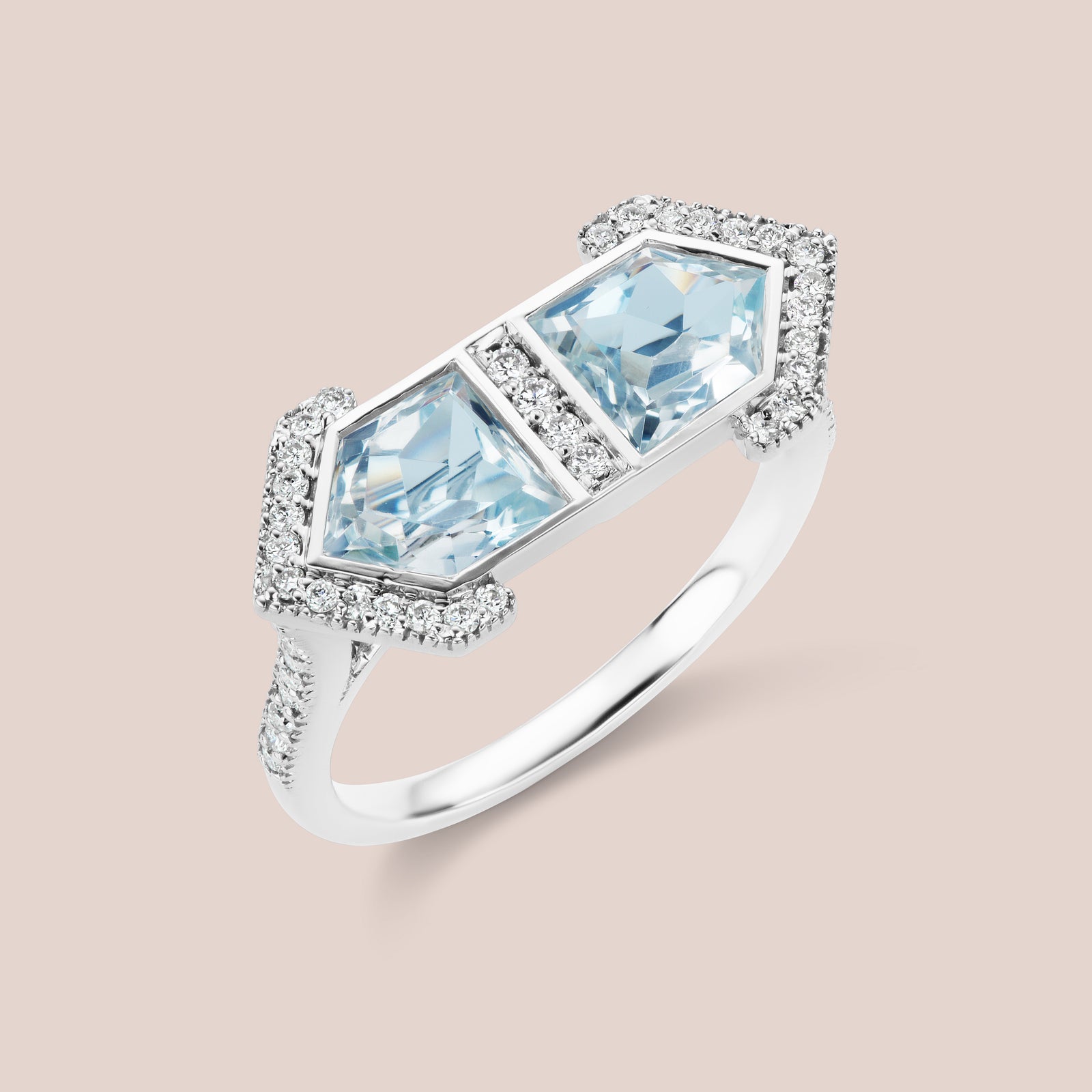 "Erte" Pentagram Cut Aquamarine Engagement Ring