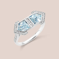 "Erte" Pentagram Cut Aquamarine Engagement Ring