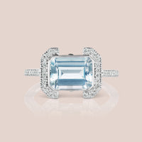 "Erte" - Emerald Cut Topaz Engagement Ring