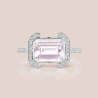 "Erte" - Emerald Cut Morganite Engagement Ring