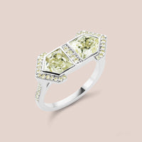 "Erte" - Pentagram Cut Yellow Beryll Engagement Ring