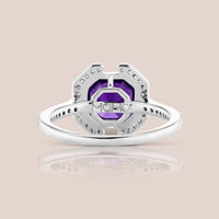 "Erte" - Octagon Cut Amethyst Engagement Ring