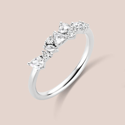 "Kooning" Triangle Diamond Ring in White Gold